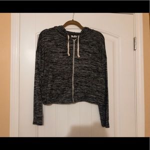 Crop gray American Eagle Jacket with hood